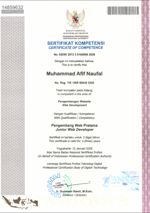 BNSP Junior Web Developer